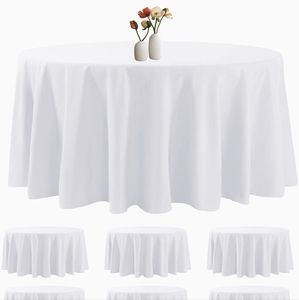 White Round Polyester Tablecloths 120in